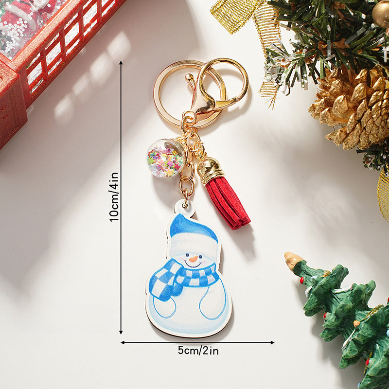 Wholesale Wooden Cartoon Santa Claus Christmas Series Keychain